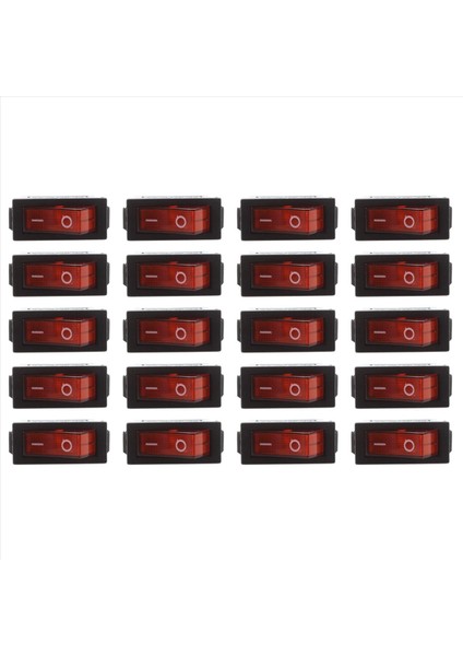 Ac 16A/250V 20A/125V Kırmızı Işık Kapalı Spst Boat Rocker Switch x 20 Pcs (Yurt Dışından)