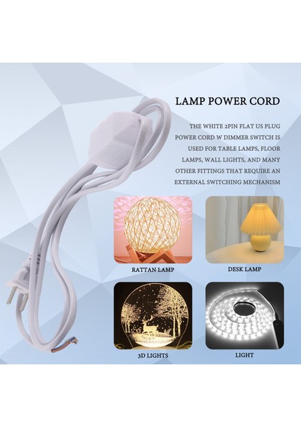 Beyaz Lamba Güç Kablosu W Dimmer Anahtarı Ac 250V/110V Us Fişi (Yurt Dışından) fiyatları