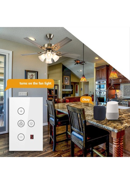 Tuya Wifi Beş Hızlı Fan Işık Anahtarı Tiristör Hız Ayarı Dokunmatik Panel Anahtarı Uzaktan Kumanda (Yurt Dışından) modelleri