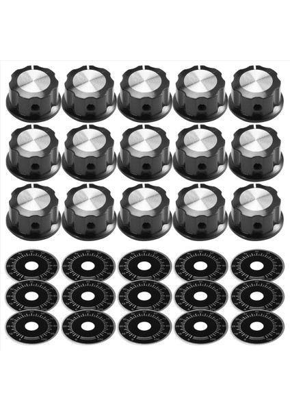 15 Set A03 Potansiyometre Kontrol Düğmesi ve 0-100 Ölçekli Plakalar Bakalit Düğmesi Ölçek Plakaları Dijital Potansiyometre Seti (Yurt Dışından)