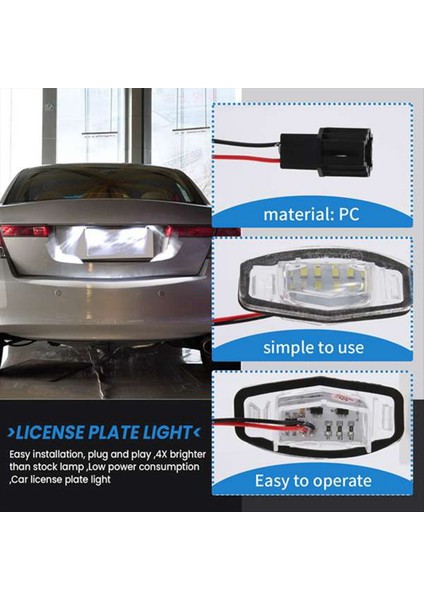 4pcs Araba LED Plaka Işık Plaka Hafif Lamba Honda Civic Honda Accord Siyah (Yurt Dışından) modelleri