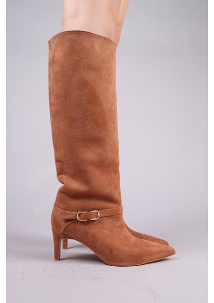 Vayzata Kemerli Süet Çekme Çizme Taba modelleri