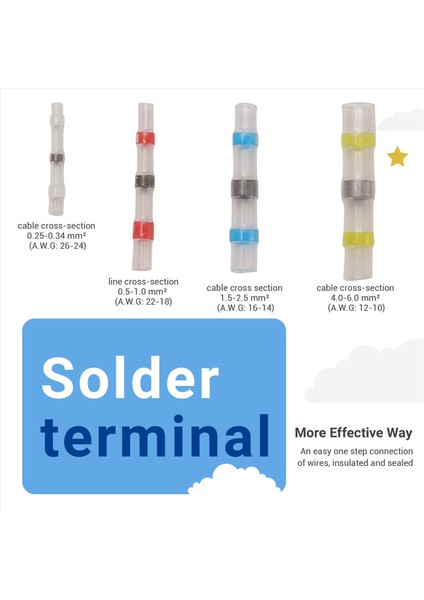 100PCS Lehim Conta Isı Büzülme Popo Konektörleri Terminaller Elektrik Bakır Kasalı (35RED 30 Blue 25WITE 10YELLOW) (Yurt Dışından) indirimleri