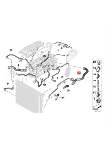 Motor Soğutucu Soğutucu Hortumu 17128602871 Bmw 5 6 7 Serisi G38 G32 G12 540LI 740LI 640I (Yurt Dışından) modelleri