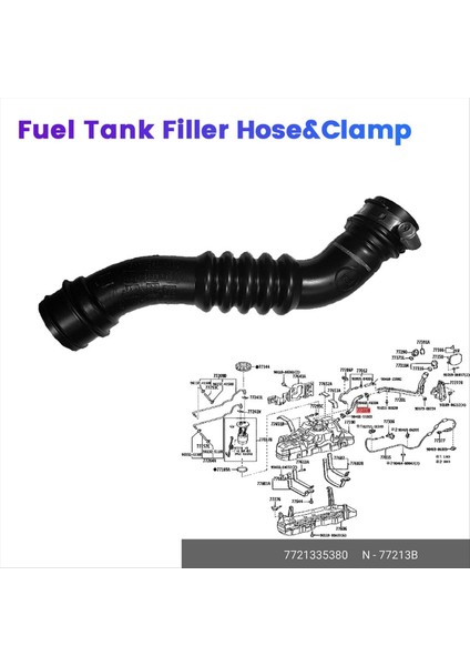 Toyota Land Cruiser Prado 120 Serisi 2003-2010 Için Araba Yakıt Deposu Dolgu Hortumu+Kelepçe 77213-35380 (Yurt Dışından) indirimleri