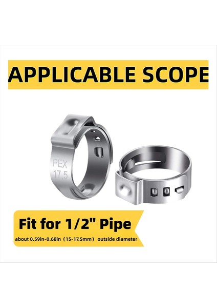60PCS 1/2 Inç Pex Kelepçeleri Pex Boru Takma Bağlantıları Için Paslanmaz Çelik Tek Kulak Hortum Kelepçeleri (Yurt Dışından) fiyatları