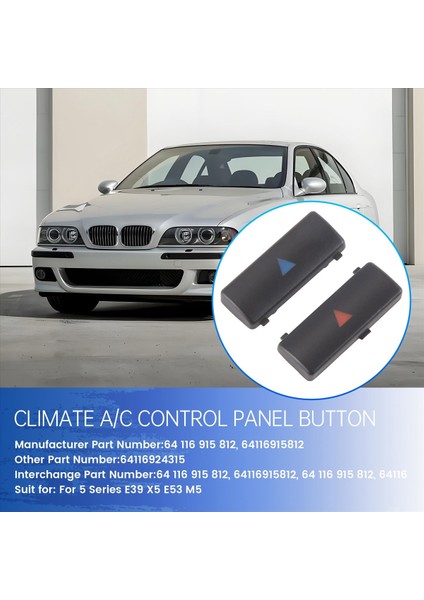 2pcs Araç Klima Klima Klima Sıcaklık Kontrol Paneli Anahtarı Bmw Için Anahtar Kapak Bmw X5 E39 E53 525I 530I 540I M5 64116924315 (Yurt Dışından) fırsatları