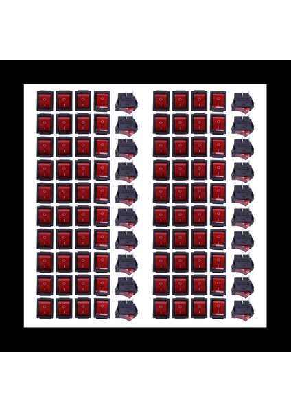 100 x Kırmızı Işıklı Işık Açık/kapalı Dpst Tekne Rocker Switch 16A/250V 20A/125V Ac (Yurt Dışından)