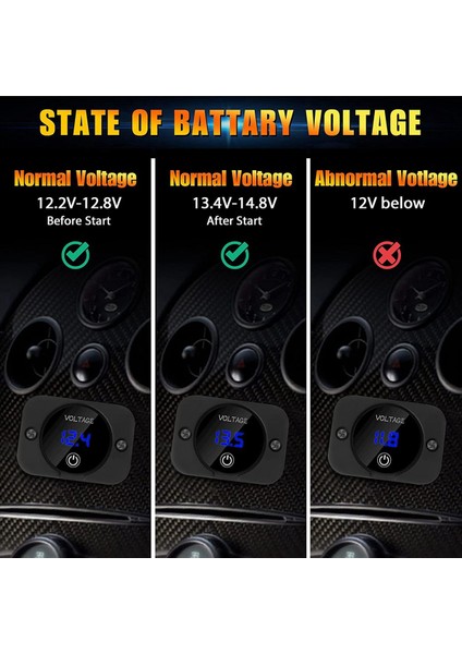 2x 12V Voltaj Göstergesi Kontak Anahtarı Dijital Ekran DC12V 24V Su Geçirmez Voltmetre Panel Tekne Deniz Kamyonu Atv Için (Yurt Dışından) fiyatları