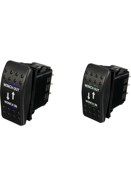 2 Adet 12V 20A Vinç Vinçinde Çıkış Açma-Kapalı Rocker Anahtarı 7 Pin LED Mavi ve Yeşil (Yurt Dışından)