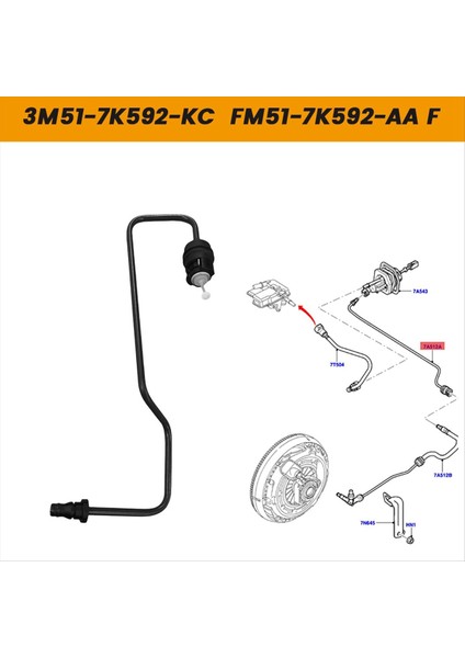 Araba Debriyaj Ana Silindir Yağı Boru 3M51-7K592-KC Ford Kuga Focus Mk3 2012-2015 FM51-7K592-AA CV6Z-7A512B (Yurt Dışından) fiyatları