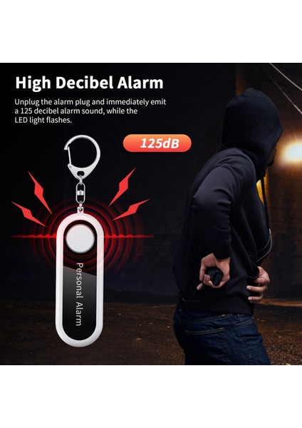 2x Kişisel Alarm Kendinden Savunma Alarmı 125DB Kişisel Savunma Çocuklar Için Siren Güvenlik Taşınabilir Alarm Anahtarlığı (Yurt Dışından) modelleri