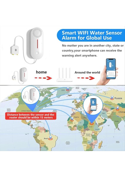 Su Alarmı Sızıntı Dedektörü 100DB Ses Işık Alarmı ile Kablosuz Tank Seviyesi Monitörü Uygulama Uyarısı ve Monitör-Su Sızıntı Sensörü (Yurt Dışından) fırsatları