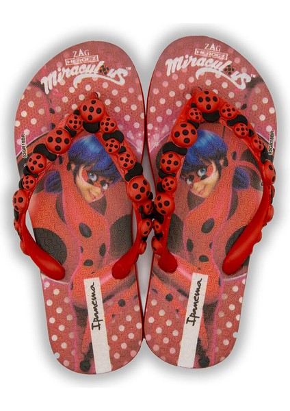 Ladybug Çocuk Parmak Arası Terlik Siyah Kırmızı 30/35