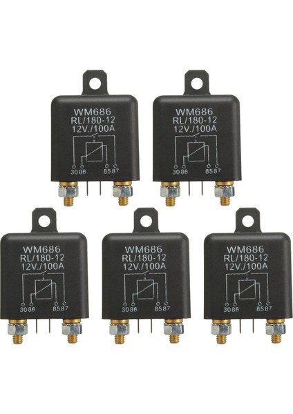 5x 12V 100AMP 4 Pimli Ağır Hizmet Tipi Açma/kapama Anahtarı Bölünmüş Şarj Rölesi Otomatik Tekne Van Siyah (Yurt Dışından)
