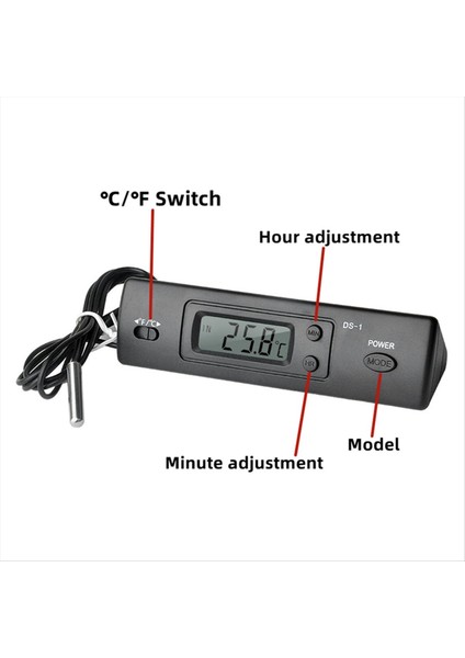 Ds-1 Araç Termometresi LCD Ekran C/f Saat Sıcaklık Sensörü Denetleyicisi Iç Mekan Açık Termostat Prob (Yurt Dışından) indirimleri