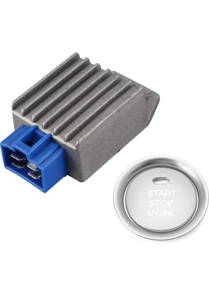 2pc Set Gümüş Alüminyum Anahtarsız Motorlu Yamaha Için Voltaj Regülatörü Mazda Için Başlangıç Düğmesi ve Yüzüğü (Yurt Dışından)