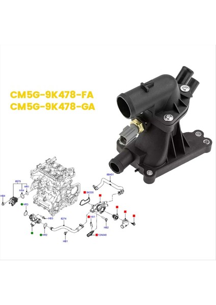Motor Soğutucu Termostat Bağlantı Su Çıkışı CM5G-9K478-GA Ford B-Max Fıesta Mk7 1 0 2017-2023 CM5G-9K478-FA (Yurt Dışından) fiyatları