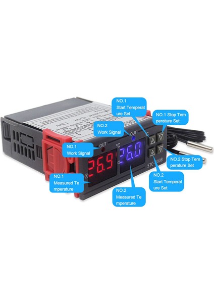 2x STC-3008 Çift Dijital Inkübatör Termostat Ekran Sıcaklık Denetleyicisi 12V (Yurt Dışından) indirimleri