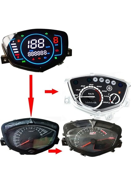 Yamaha L135 Için Lymc8 LYM110 LED LED Speedometre Taşometre Kometre Kometre Aleti Düzenleyici Dijital Ölçer (Yurt Dışından) modelleri
