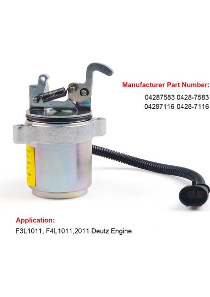 12V Araç Yakıt Kapatma Deutz Engine Için Solenoid Valf 1011 /2011 04287583 0428-7583 0428-7116 (Yurt Dışından) fiyatları