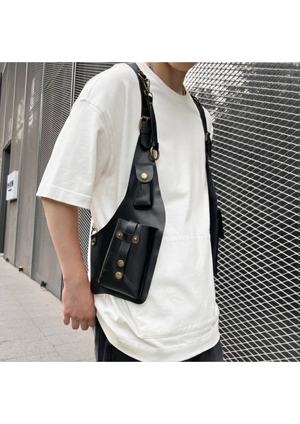 Retro Omuz Çantası Cüzdan Koltuk Altı Çantası Steampunk Bisiklet Motosiklet Taşınabilir Cep Telefonu Alet Çantası Kahverengi (Yurt Dışından) fiyatları