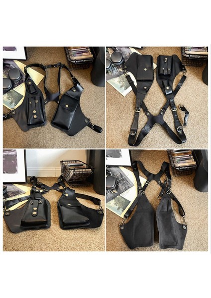 Retro Omuz Çantası Cüzdan Koltuk Altı Çantası Steampunk Bisiklet Motosiklet Taşınabilir Cep Telefonu Alet Çantası Kahverengi (Yurt Dışından) modelleri