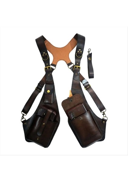 Retro Omuz Çantası Cüzdan Koltuk Altı Çantası Steampunk Bisiklet Motosiklet Taşınabilir Cep Telefonu Alet Çantası Kahverengi (Yurt Dışından) fırsatları