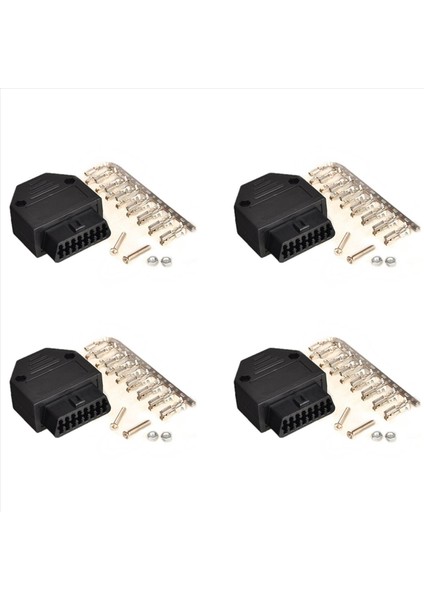 4x Obd2 Obd Iı 16 Pin Konektör Soketi Teşhis Aracı Adaptörü Obd Konnektörü + Terminal + Vidalar (Yurt Dışından)