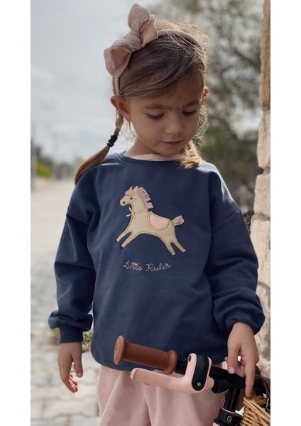At Aplikeli Sweatshirt 1-6 Yaş Lacivert