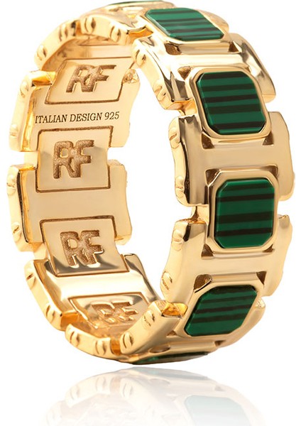 Altın Renkli Detaylarla Tasarlanmış 925 Ayar Gümüş Yüzük 166 indirimleri