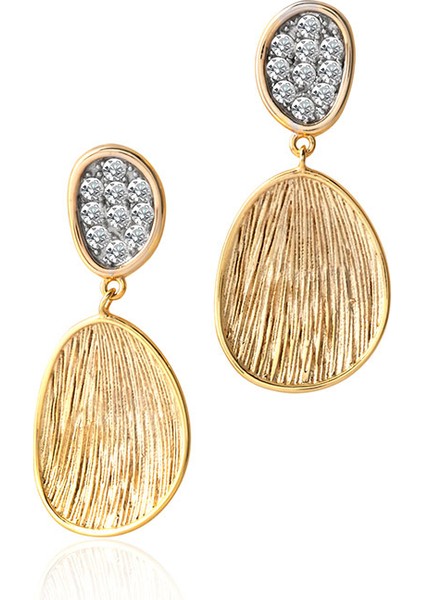 Altın Kristal Taşlı ve Sallantılı 925 Ayar Gümüş Küpe 160 indirimleri