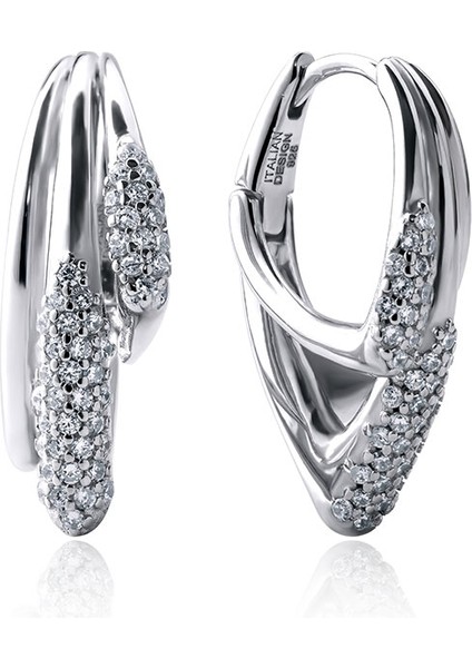 Gümüş Kavisli Formu ve Kristal Taş Detaylı 925 Ayar Gümüş Küpe 138 indirimleri