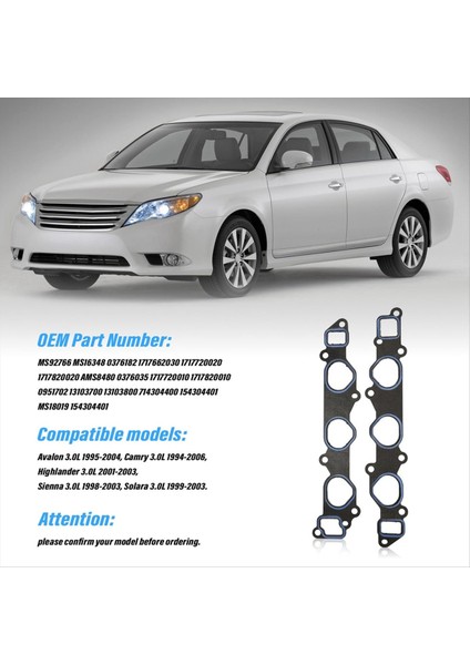 Toyota Camry Highlander Için Alt Üst Emme Manifoldu Conta Seti Lexus ES300 RX300 MS92766 MS16348 (Yurt Dışından) fiyatları