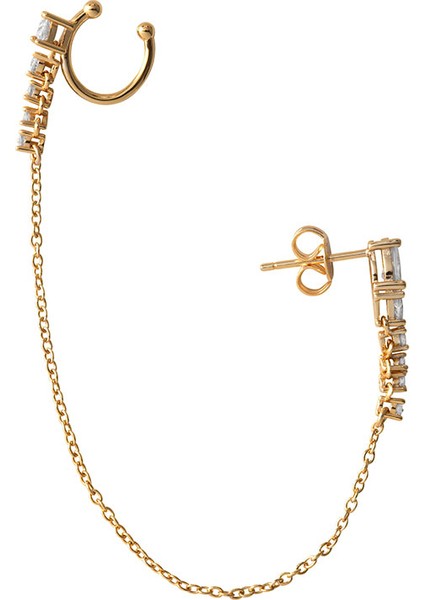 Altın Kristal Taş ve Zincir Detaylı 925 Ayar Gümüş Küpe 178 fırsatları