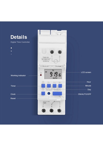 4x Sinotimer TM919A-2 Programlanabilir Dijital Zaman Anahtarı Röle Zamanlayıcı Kontrolü Ac 220V 16A Dın Demiryolu Montajı (Yurt Dışından)