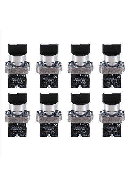 8pcs 22MM Mandal 2 No 3-Positeli Döner Seçici Seçme Anahtarı ZB2-BE101C Siyah (Yurt Dışından)