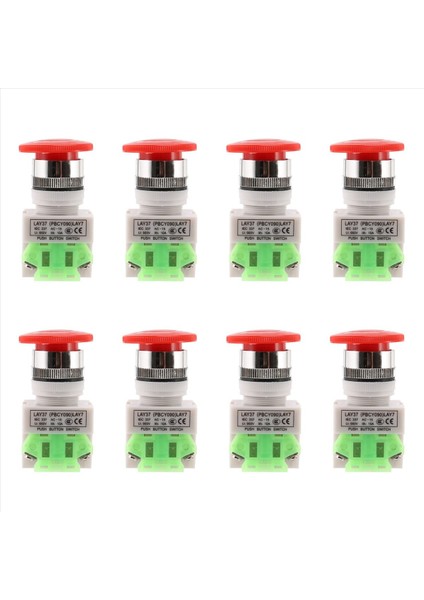 8x Kırmızı Kapağı 1no 1nc Dpst Acil Durum Push Düğme Anahtarı Ac 660V 10A (Yurt Dışından)