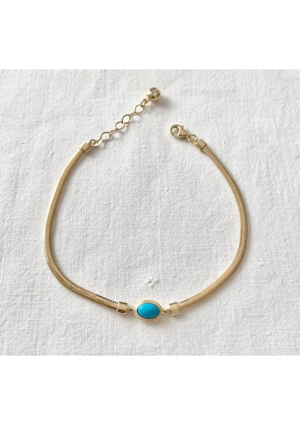 Firüze Taşlı Altın Bileklik