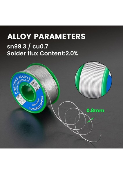 Elektrikli Lehimleme Için Kurşun Rosin Çekirdek Lehim Teli Içerik% 2 0 Lehim Akısı SN99 3-Cu0 7 (0 8mm 100G) (Yurt Dışından) fiyatları