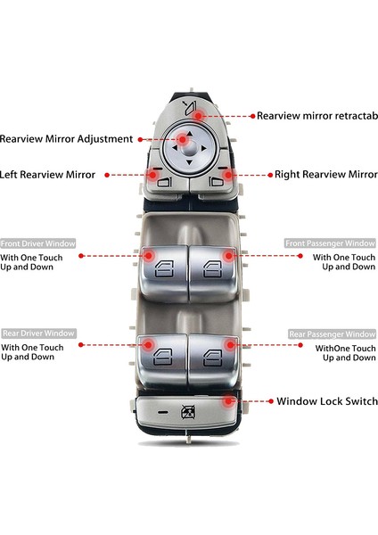 Mercede-Benz C300 Için GLC300 GLC43 C43 C63 W205 S205 C253 2015-2018 Ana Elektrikli Pencere Anahtarı Ön Sol A2059056811 (Yurt Dışından) modelleri