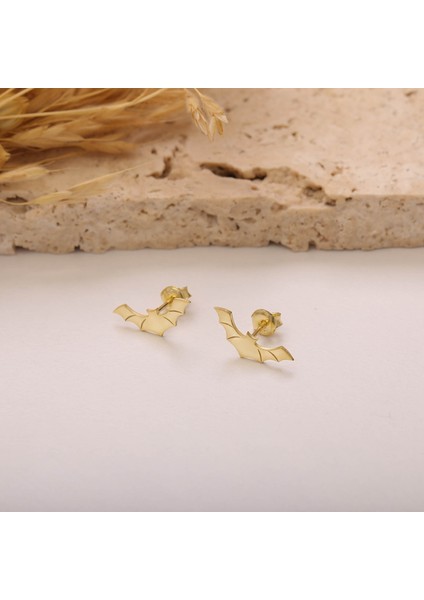 925 Ayar Gümüş Gold Yarasa Küpe modelleri