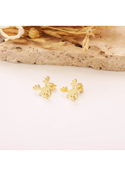 925 Ayar Gümüş Geyik Küpe modelleri