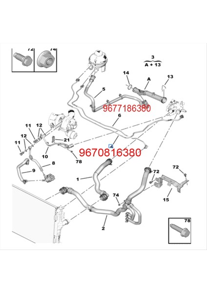 9677186380 Yeni Su Dönüş Hortumu Radyatör Hortumu Peugeot Için 118CM 308 408 4008 5008 Citroen C4 (Yurt Dışından) fiyatları