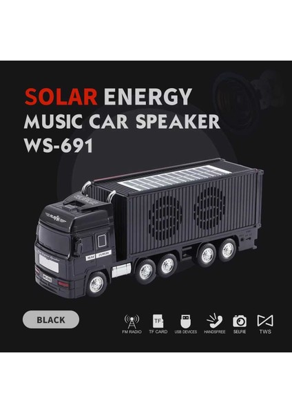 Güneş Enerjili Kamyon Tır Araba Kablosuz Bluetooth Hoparlör Speaker 10 Watt Tws Fm Radyo Sd Kart USB