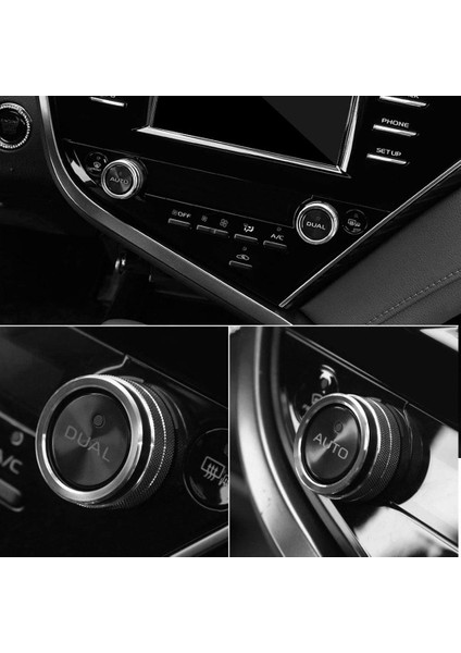 5pcs Alüminyum Araba Merkezi Konsol Düğmeleri Dekorasyon Ac Klima+Ses+Fonksiyon+Arka Ayna Düğmesi Anahtarı Kapaklar Toyota Camry 2018 XV70 (Siyah) (Yurt Dışından) indirimleri