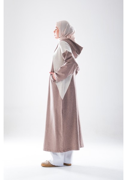 2275_KADIN Spor Oversize Kapüşonlu Çıtçıtlı 3 Iplik Uzun Kap – Mevsimlik Tesettür Pardesü indirimleri