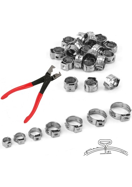 130PCS Tek Kulak Adımsız Hortum Kelepçeleri Seti 7-21MM 304 Hortum Klipsli Pense ile Paslanmaz Çelik Hortum Kelepçeler (Yurt Dışından)