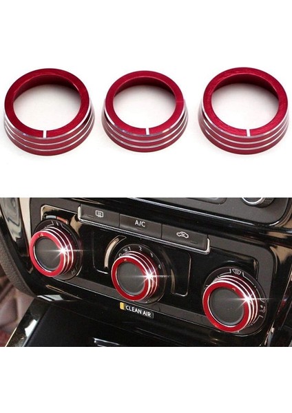 3 Pcs Kırmızı Alüminyum Ac Iklim Kontrol Halkası Knob Mk6 Golf Jetta Için Uyumlu Kapaklar (Yurt Dışından) modelleri