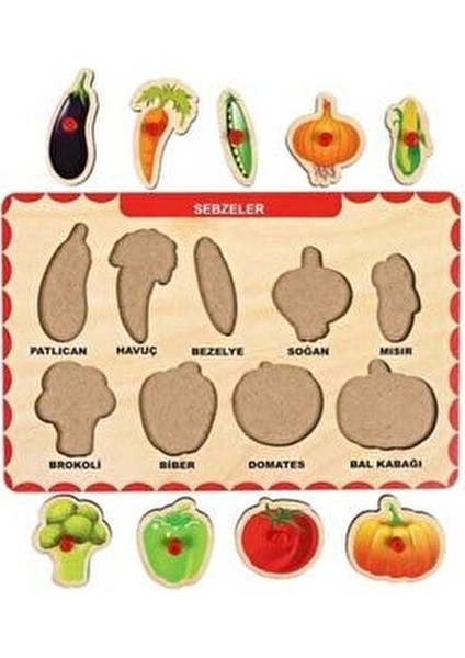 Ahşap Tutmalı Eğitici Puzzle Seti 2 Adet El Yapımı Ahşap Malzeme ile